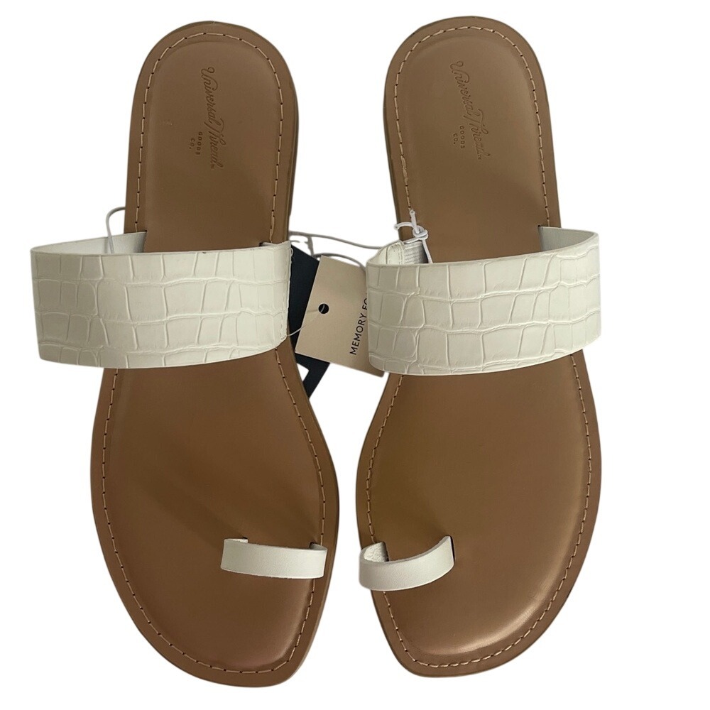 Universal Thread White Croc Toe-Ring Slide Sandals 8 NWT